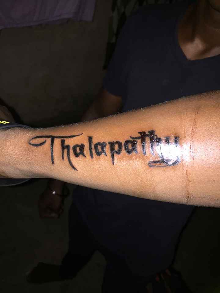 Thalapathy Vijay tattoo done for rijovfc tattoo vijay thalapathi tamil  actor portrait tattoos tattooartist tattooed tattooart ink inked   By INKredible Tattoo and Art studio  Facebook