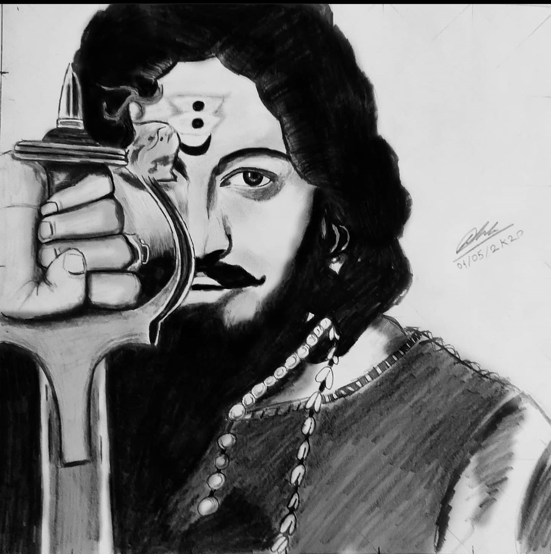 Drawing of Sambhaji Maharaj ( Sketch ) on their Jayanti || 2020  #shambhuraje - YouTube